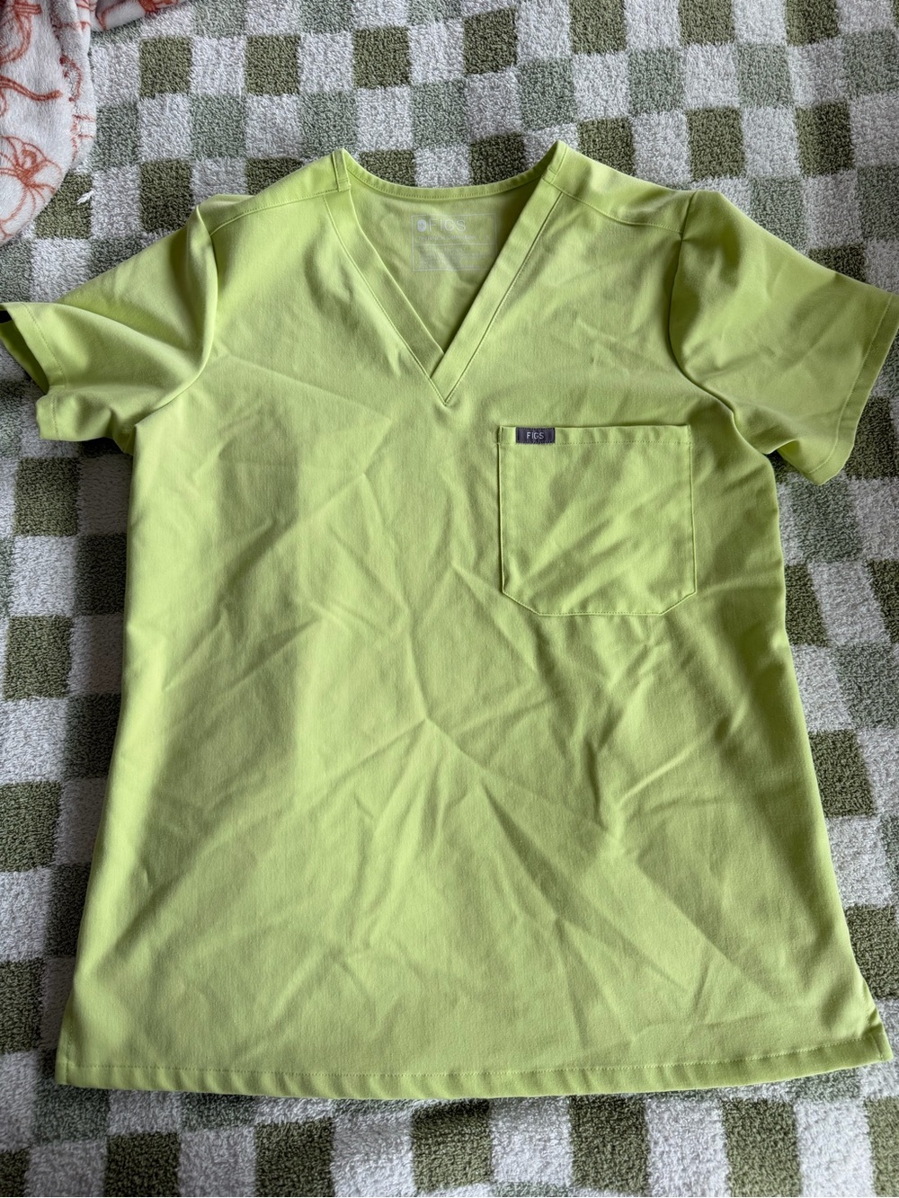 Figs Lime V-Neck Scrub Top